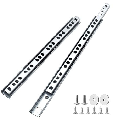 Cjueiom 10 Pack 9 Inch / 214mm Drawer Slides Runners, Silver Ball Bearing Drawer Slides Rail Metal Two Way Slide Track Rail, 17mm Wide Keyboard Tray Runners for Grooved Drawers Cabinet Cupboard