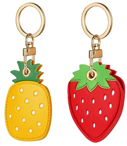 AXFEE 360° Protective Case for Air-Tag, Cartoon Leather Air Tag Keyring Case For Apple Air-tag Holder, Holder Case for Air-Tags, Air tag Holder Protective case, Decorations for Key, Bag, Pet Collar