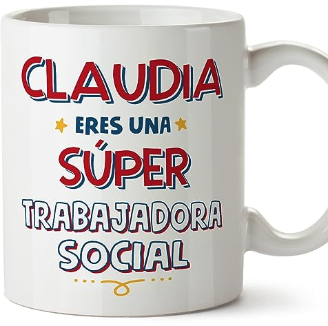 MUGFFINS Tazas Personalizadas para TRABAJADORA SOCIAL mujer - En Español - Eres Súper - 11 oz / 330 ml - Regalo Personalizable original y divertido