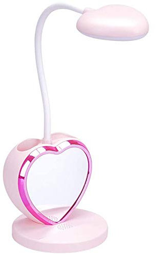 Flisdtry Lampe de bureau LED rechargeable pour filles avec port de charge USB et porte-stylo, intensité variable, rose