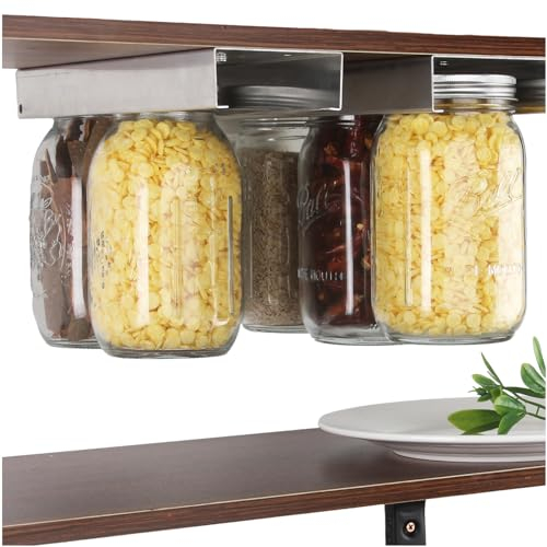lopeztek Einmachglas-Organizer, Einmachregal für 10,2 cm, 40,5 cm, 40,6 cm, 61 cm, 814 ml, Unterschrank und Speisekammer, Lebensmittelaufbewahrung, Aufhänger Zubehör (2 Stück, regulär-lang)