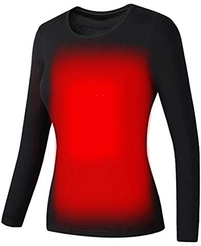 Heated Underwear for Women UK USB Charging Electric Body Warmer Long Sleeve T-Shirt Tops Winter Warming Base Coat Windproof Blouse Washable Thermal Clothes for Fishing Motorcycle