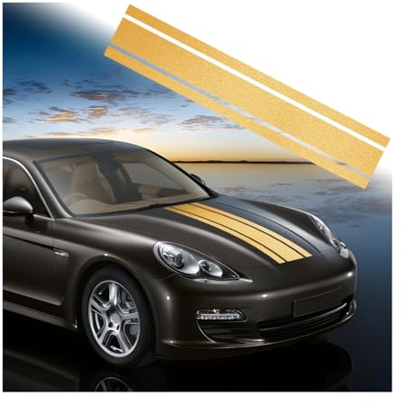JNNJ Autocollant De Bande De Capot De Voiture, Pare-Chocs Stripe Vinyle, Auto Racing Body Side Stripe, Modifié Bricolage Décoration Pour Voitures SUV Véhicules (Or)