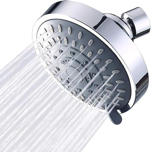 High Pressure Shower Head, Rain Shower Head 360°Adjustable Angles, VIGIME 4 inch 5-Setting Rain Shower Head for Low Water Pressure, Rainfall Shower Head with Adjustable Swivel Ball Joint