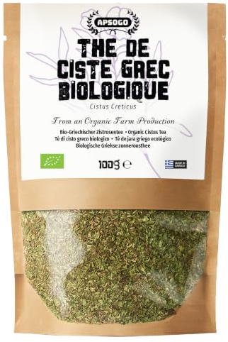 Apsogo Bio Zistrosentee - Cistus incanus, griechischer Cistus, lose, 100g | Bio Zistrosentee von der Zistrose (Cistus incanus) aus Griechenland - lose Blätter, natürlich getrocknet, mild-zitrusartig.