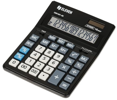 Eleven CDB1601BKE, Wirtschaftlicher Taschenrechner, 16-stellig, Solar-/Batteriebetrieb, schwarz