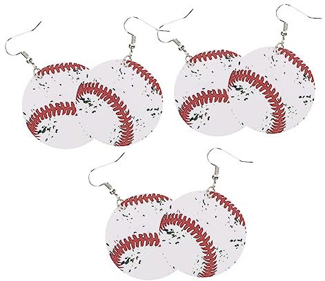 PACKOVE 3 Paare Baseball-ohrringe Sportspiel-ohrringe Statement-ohrringe Für Frauen Modeschmuck Für Damen Fußball-ohrringe Ohrringe Für Frauen Orrous Leder Mädchen Basketball
