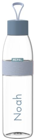 Mepal Trinkflasche Ellipse - Personalisierte Wasserflasche mit Namen - Flasche für Uni, Arbeit, Fitness, Outdoor, Job - Stoßfest, Auslaufsicher - BPA-frei & Spülmaschinenfest - 700 ml - Nordic blue