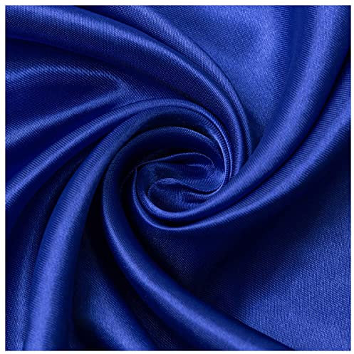 NIANTONG Satin-Stoff, Fließender Satin-Stoff, zum Nähen von Kissen, Tischdecken und Bettwäsche – Meterware erhältlich ab 1,5m, Stoff für Kleid, Rock oder Tunika(Color:Königsblau)