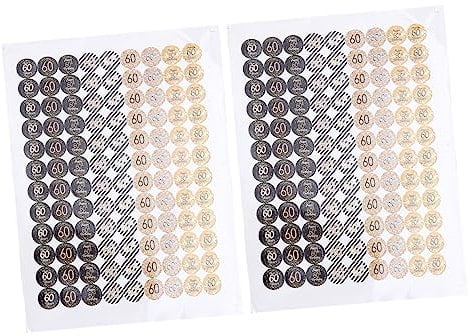 LALAFINA Geburtstag Party Anzahl Decor 2 Blätter Aufkleber 60 Jahre Alt Feier Jahrestag Lieferungen