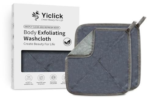 Yiclick Gant de toilette exfoliant pour le visage et le corps, brosse pour le dos, éponge luffa, éponge de douche, éponge exfoliante, éponge de bain, éponge de douche, gant exfoliant