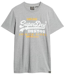 Superdry Herren Vintage Logo Duo T-Shirt Hellgrau Gesprenkelt L