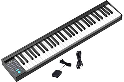 Electronic Keyboard 61-Key Digital Keyboard Full-size Weighted Keys MIDI Built In Speakers Electric Piano Digital Piano With Sustain Pedal And Power Supply Best For Adults Children And Beginners
