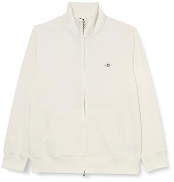 GANT Herren Sweatjacke - REGULAR SHIELD FULL ZIP SWEAT, Reißverschluss, Stehkragen Weiß L