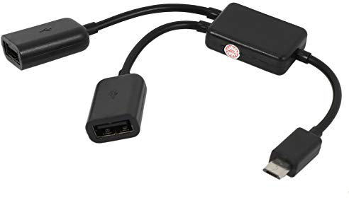Bamberg Micro-USB Host Cable,Micro-USB Male to 2X Type A Dual USB Female OTG Adapter Converter Hub for Android Tablet Pc and Smart Phone Black