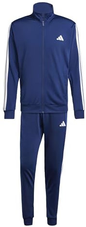 adidas Herren SPORTSWEAR BASIC 3 STRIPES TRICOT TRACKSUIT, Dark Blue, 4XL Short