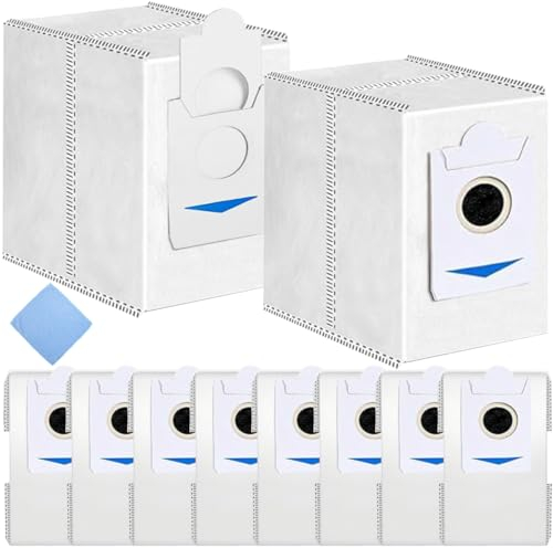 EATBALE Dust Bags Repalcement for Ecovacs Deebot X2 Omni/X2/DEX86/X2 PRO Robot Vacuum Cleaner Suction Station, 3L Large Capacity Vacuum Bag Accessories Spare Parts, 10 Dust Bags, 1 Mop Cloth