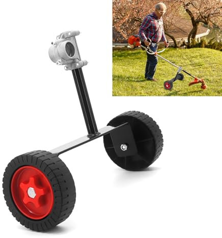 Support Wheel for Trimmer, Adjustable Support Wheels, Strimmer Wheels Attachment, Universal Garden Lawn Trimmers Accessories, Suitable for Gas/Petrol/Electric Brush Cutting Strimmer(26mm-28mm)