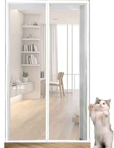 Cat Screen Door - Anti-Scratch - Double Zipper - Prevents Puppies And Cats From Running Out Of The House(90x200cm)