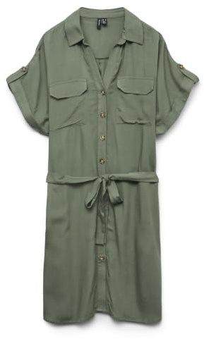 VERO MODA Damen Kurzarm Mini Kleid VMBumpy Short kurzes Hemdkleid mit Gürtel