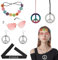 RAFIYU Hippie Accessoires, Hippie Kleidung Damen, 7 Stück Hippie Kostüm Schmuck, Vintage Hippie Brille Im Stil 60er 70er Jahre, Peace Kette, Boho Stirnband, Hippie Stirnband, Paar Peace Ohrringe