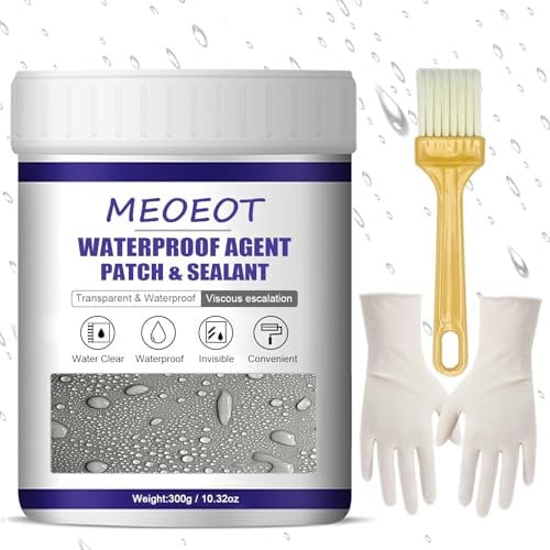 Meoeot Sigillante Impermeabile Trasparente, 300g Colla Sigillante Impermeabile, Sigillante Perdite Acqua, Liquido Impermeabilizzante Doccia, Rivestimento Impermeabile Definitivo per Interni ed Esterni