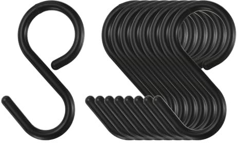 QUARKZMAN 9Stk S Haken 2.4 Plastik Hänge S Förmige Haken Klein S Kleiderbügel Schrank Stangen Haken für Tassen Pflanzen Schmuck Jeans Werkzeuge Schwarz