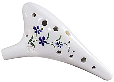 12 Löcher Keramik-Okarina, Runder Kopf, Keramik-Okarina-Flöte mit Noten und Umhängeband, Dolomit-Okarina-Instrument