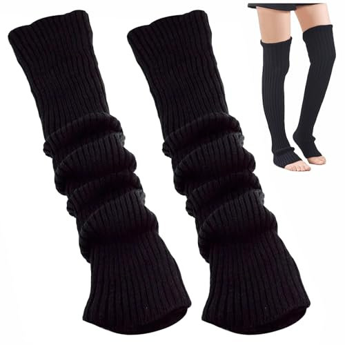 Bein Stulpen Damen,Leg Warmers,Legwarmers,Beinstulpen Damen Stulpen für Beinstulpen Kinder,Ballett stulpen Mädchen Kostüm,Fashion Beinlinge,Winter Beinwärmer Stricken,Vintage Legwarmer (2, 70-Schwarz)
