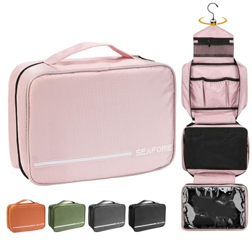 Seaforie Groß Kulturtasche, Kulturbeutel zum Aufhängen Kulturbeutel für Damen, 4-in-1 Wasserdicht Waschtasche für Reisen/Camping