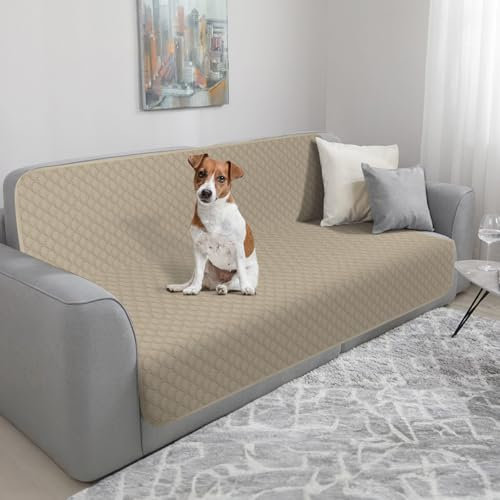 TAIKURA wasserdichte Hundedecke, Hundedecken rutschfeste Hundematte Robuste Katzendecke Wiederverwendbare, kann als Schutz für Sofa, Bett, Autositz, Waschmaschine waschbar(Khaki, 137 x 208cm)