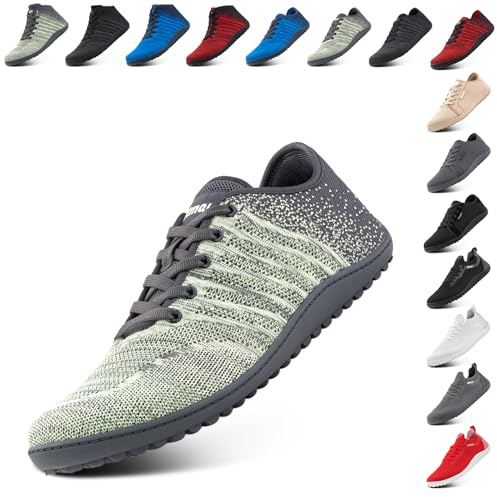 Hitmars Barefoot Shoes for Mens Womens Outdoor Lightweight Trail Running Minimalist Zero Drop Shoes Barefoot Trainers Walking Shoes Breathable Green 7 UK
