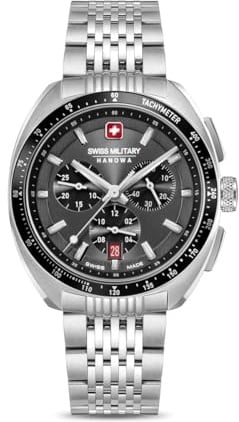 Swiss Military Hanowa SMWGI0003302 Defender Herrenuhr mit Stahlband Chrono Saphirglas