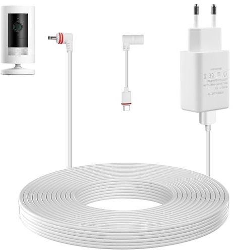 7.6 m Stromkabel und Adapter, Power Adapter für Arlo Pro Pro2, Kompatibel mit Ring Spotlight Cam, Verlängerungskabel, Wetterfester Netzstecker und USB-C-Ladekabel, Weiß Ladekabel für Ring