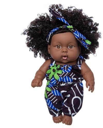 Renaiserte schwarze Puppen, lebensechte schwarze Puppen, wiedergeboren | Afrikanische und vertrauenswürdige Puppen mit Kleidung, realistische Puppen-Set, 20,3 cm