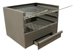 Grill, rechteckige Grillschublade mit 3 Höhen, Holz- und Holzkohlegrill (50 x 41 x 36 cm)