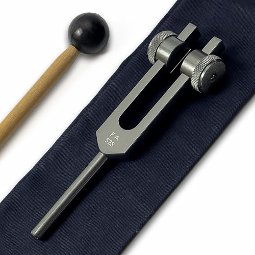 528 Hz MI gewichtete Solfeggio-Stimmgabel mit Carry & Stiker, Grau | Höhere Oktave mit kürzerer Resonanz, aber erhöhter Stärke und Amplitude, Liebesfrequenz 528 Hz, Klangheilung