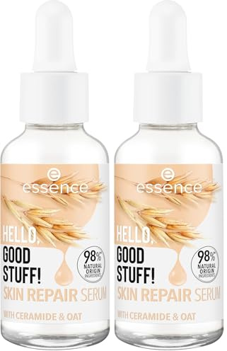 essence HELLO, GOOD STUFF! SKIN REPAIR SERUM, Gesichtsserum, Weiss, pflegend, reparierend, transluzent, vegan, ölfrei, ohne Parabene, ohne Mikroplastikpartikel, 2er Pack (30ml)