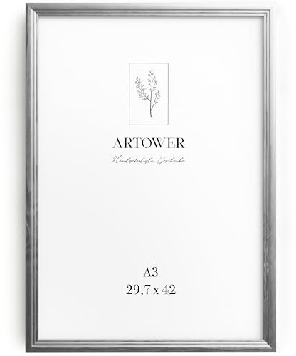 Artower® Bilderrahmen Vintage Silber Holz Rahmen für DIN A3 29,7 x 42 cm | Posterrahmen Groß Collage | Picture Frame Vintage Silver Wood 30x42 cm | Retro Schmal Bilderrahmen | Silber Poster Rahmen