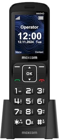 Maxcom MM34D 4G VoLTE Big Button Cordless Mobile Desk Phone for Home and Office use with SIM Card No Land Line Required Desktop Charger UK Plug - Black