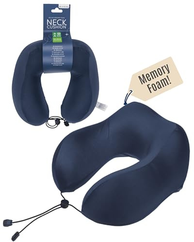 Out of the blue Deluxe Nackenkissen High Neck Memory Foam Dunkelblau - Nackenstütze mit atmungsaktivem Bezug & abnehmbarem Cover - ergonomisches Reisekissen für Flugzeug, Auto & Bahn