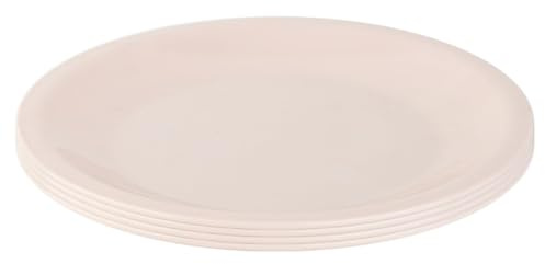 Engelland Lot de 4 assiettes en plastique rose clair, Ø 23,5 cm, plates, incassables, réutilisables, réutilisables, assiettes en plastique, passent au micro-ondes et au lave-vaisselle, sans BPA