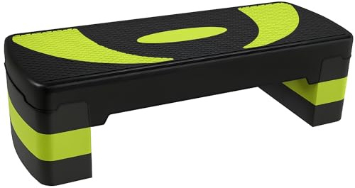 HOMCOM Step de Aeróbic Step para Fitness Antideslizante con Altura Regulable 3 Niveles de 10/15/20 cm Tabla Plataforma Stepper para Ejercicio en Casa Gimnasia Carga 150 kg 80x31x20 cm Verde y Negro