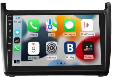 Android 14 Car Radio para Volkswagen Polo 2011-2016 2 DIN de Coche NAVEGACIÓN con Pantalla Táctil 9 Pulgadas Reproductor Multimedia(F5 6+128G)