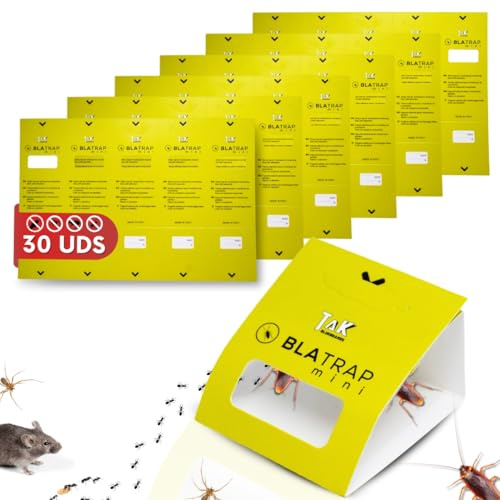 Trampas Adhesivas Extra Fuertes para Cucarachas con Atrayente, 30 Uds | 30 trampas adhesivas con atrayente alimentario y adhesivo extrafuerte. Sin veneno ni biocidas. Hasta 3 meses.