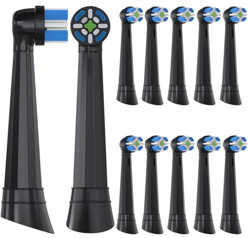 12 Stück iO Zahnbürstenköpfe kompatibel mit Oral B iO 2/3/4/5/6/7/8/9/10 Serie Elektrische Zahnbürste, für Oral-B iO Ultimate Clean Elektrische Zahnbürste (Schwarz, M)