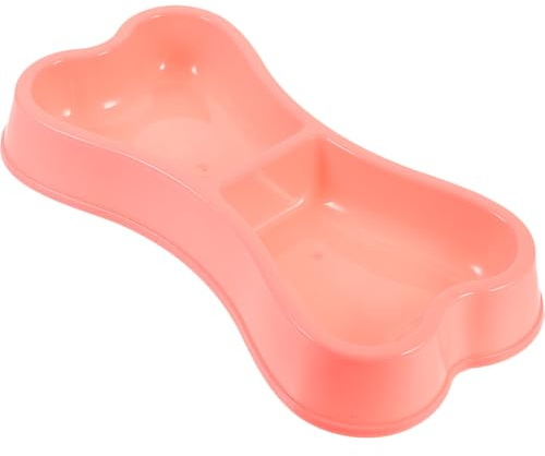 Mipcase Gamelle Double en Plastique PP pour Animaux, Bol Intérieur Forme Os, 2 Compartiments pour Eau et Nourriture, Couleur Rose, Gamelle pour Chiot et Chat, Mangeoire Pratique et Facile