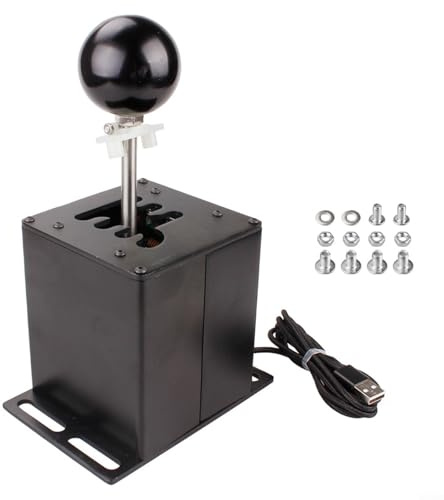 GLFLOW Palanca de cambios manual, simulador de carreras de aleación de aluminio, palanca de cambios manual con perilla de fibra de carbono, para Logitech G27 G29 T300, negro (6-HB039)