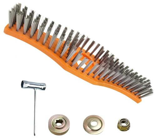 Vestamore High-Efficiency Grass Trimmer Cleaning Brush, 12 in / 30.5 Cm, Steel Wire Mower Dust Removal Brush, Garden Tool with Three-Piece Set & Sleeve for Weeding