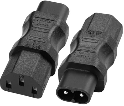 C13 to C8 Power Adapter 2 Pack, IEC320 C13 Female to Figure 8 C8 Male Converter for TV, Speaker, Soundbar, Charger, Printer and PC Power Lead Cable
